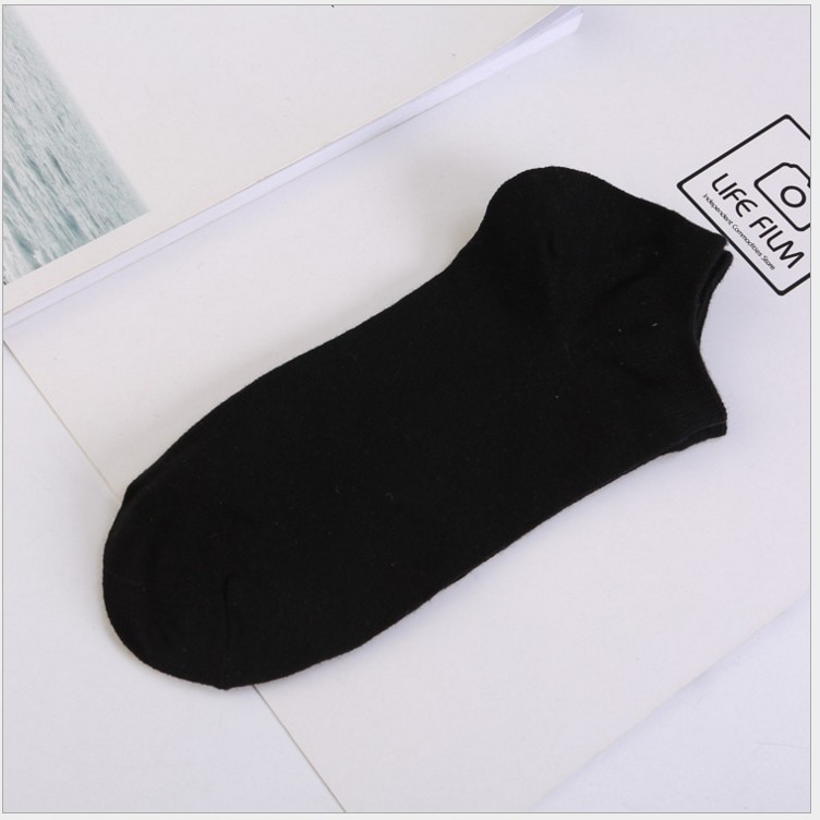 5Pair=10pieces Size 36-42 Men's Socks Sport Invisible Ankle Socks Solid Color Boat Socks Breathable White Black Cotton Socks: Black