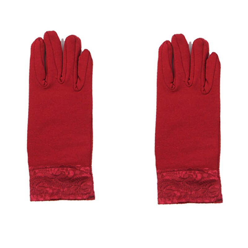 Gants en dentelle épaisse pour femmes, de mitaines courtes et épaisses à la pour la conduite, GL0324: Red