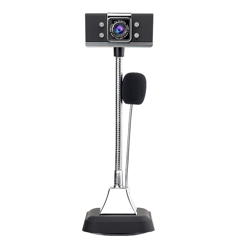 USB 2.0 Wired Webcams1080P PC Laptop Video Camera Adjustable Angle HD LED Night Vision With Microphone black