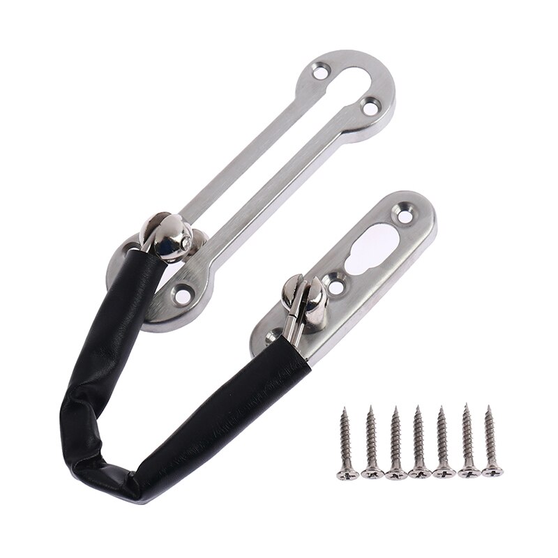 Anti-theft Stainless Steel Hotel Door Chain Latch Safety Guard Security Lock: Silver