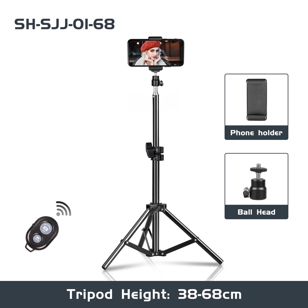 Tripod for Phones Stand Portable Flexible Selfie Tripod With Bluetooth Remote Ball Control Holder Camera Universal Photography: 68cm Tripod