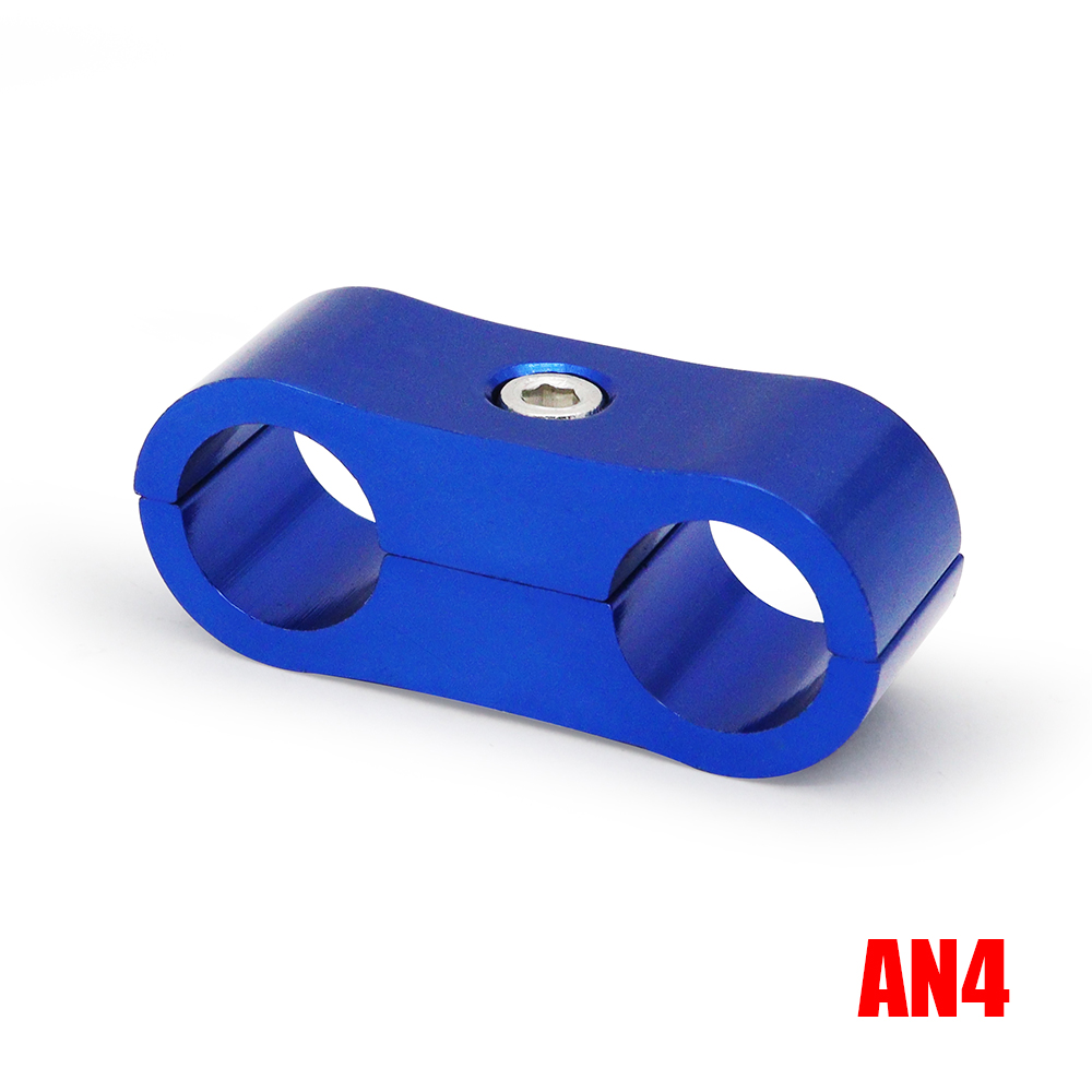 AN4 AN6 AN8 AN10 AN12 abrazadera de línea de manguera de goma trenzada, separador de línea anodizado de aluminio, Kit de abrazadera divisora, negro/rojo/azul: Azul