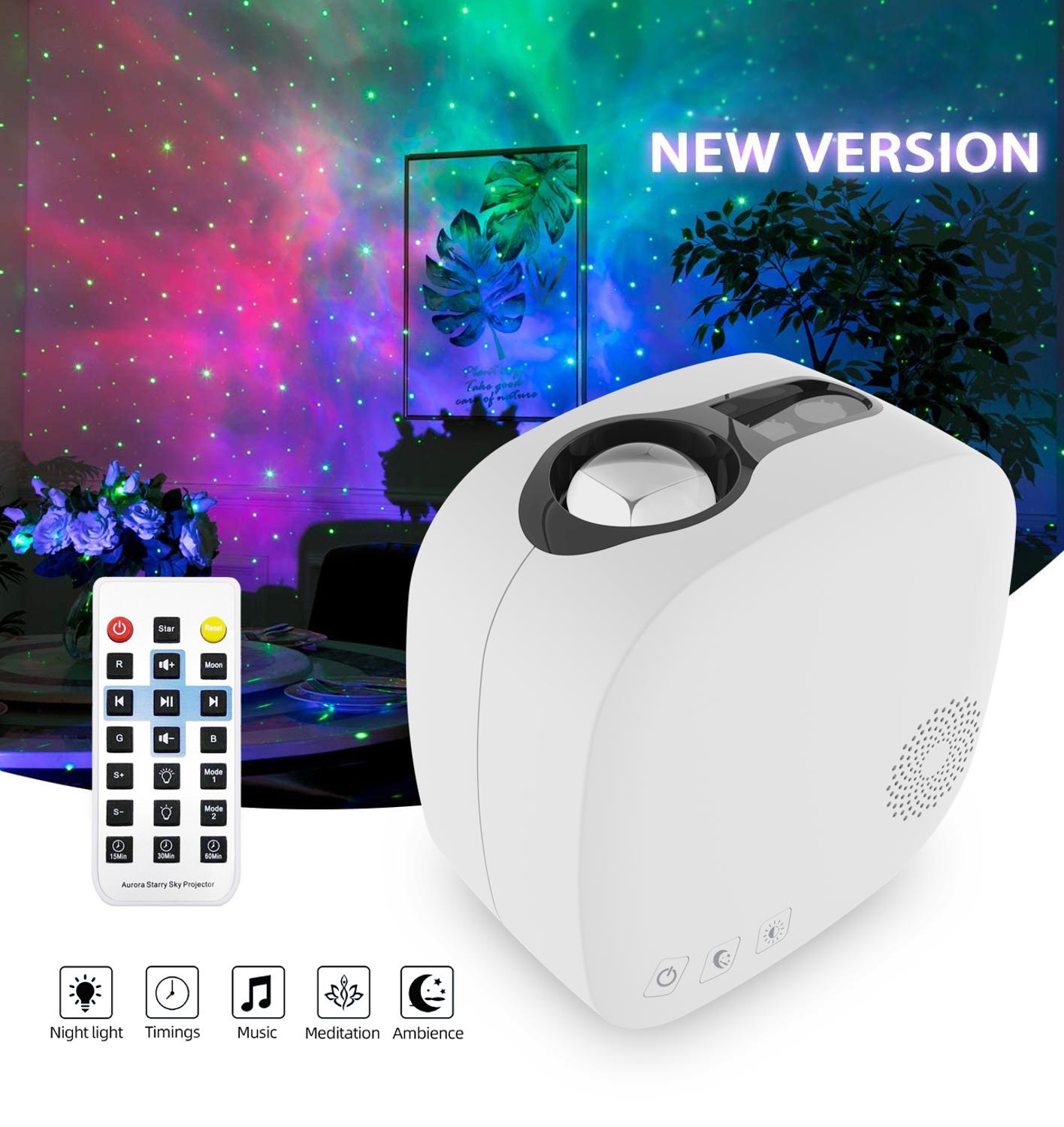 Bluetooth stjernehimmel projektor led nat lys projektor galakse tåge hav musik højttaler kontrol stjerne projektor måne nat lampe