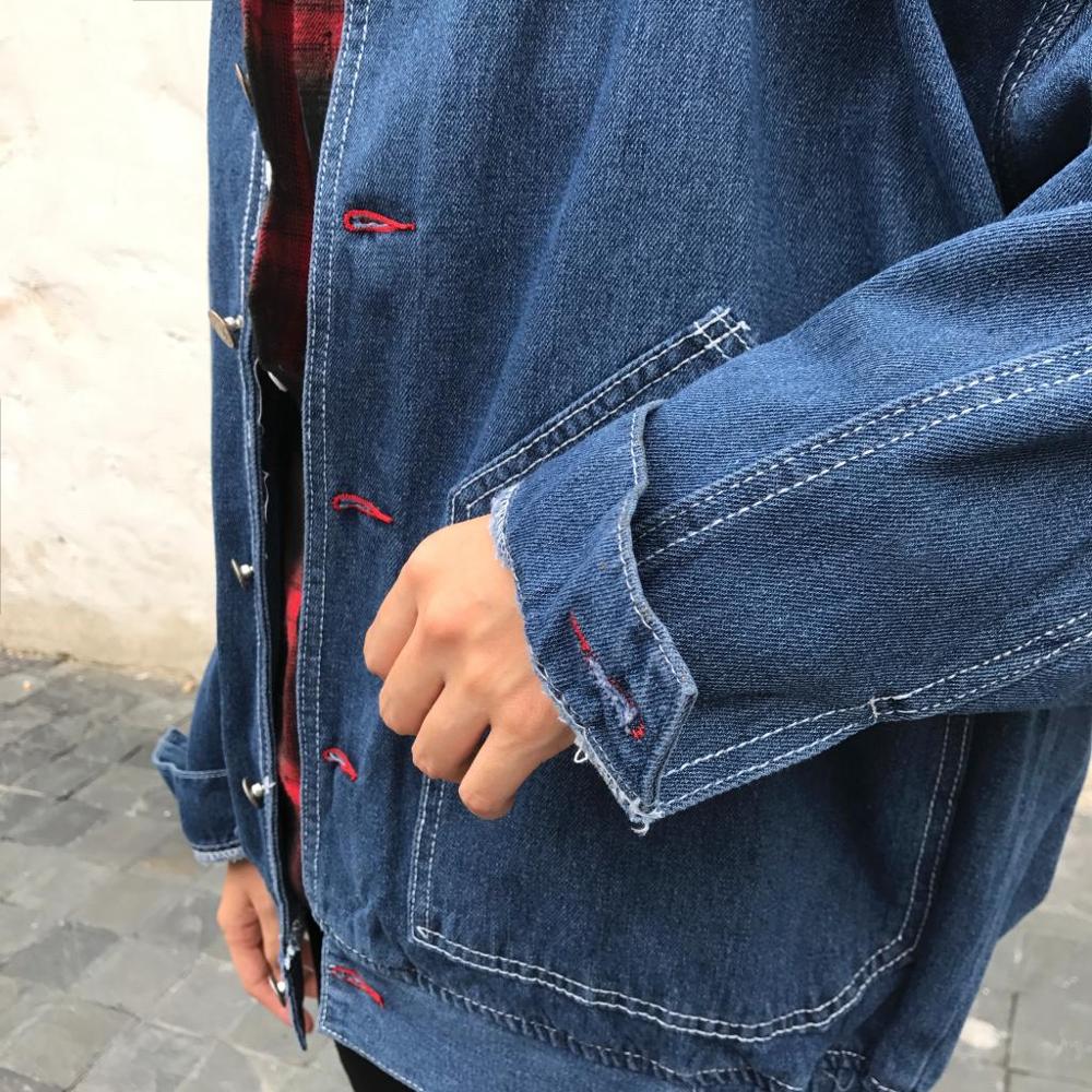 Spring Autumn streetwear hip hop jacket loose jacket youth jacket trendy men\&#39;s teenagers casual coat denim jacket