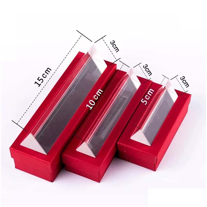3pc 25x25x80mm Triangular Prism BK7 Optical Prisms Glass Physics Teaching Refracted Light Spectrum Rainbow