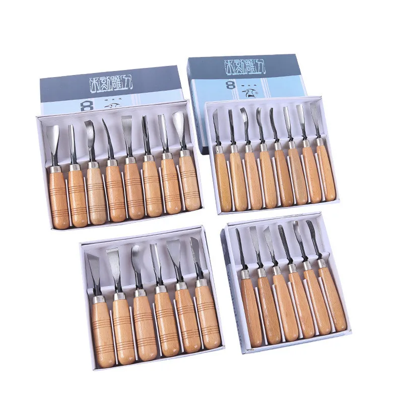 8pcs and 6pcs Woodpecker Dry Hand Wood Carving Tools, Woodworking Graver Chisel Kit Gouges Tools