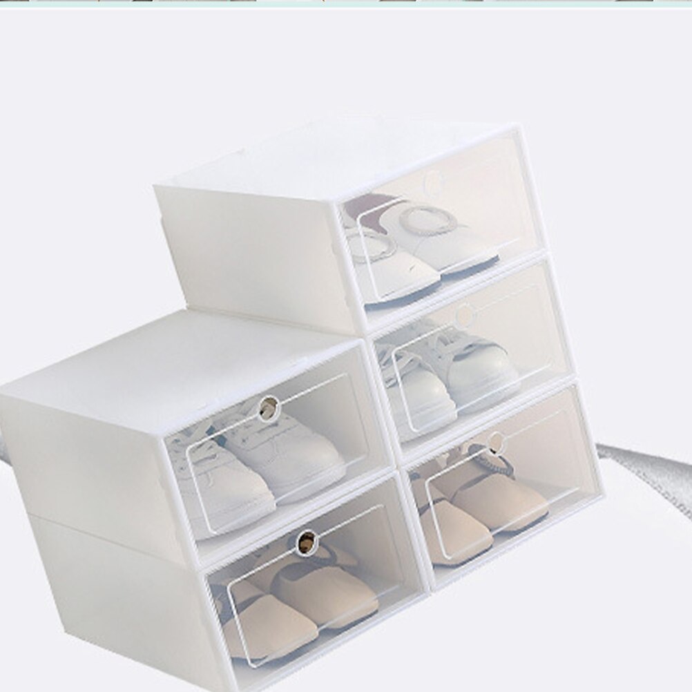 2/6pcs Flip Shoes Box Thickened Drawer Case Plastic Shoe Boxes Stackable Box Shoe Organizer Shoebox storage Shoe rack