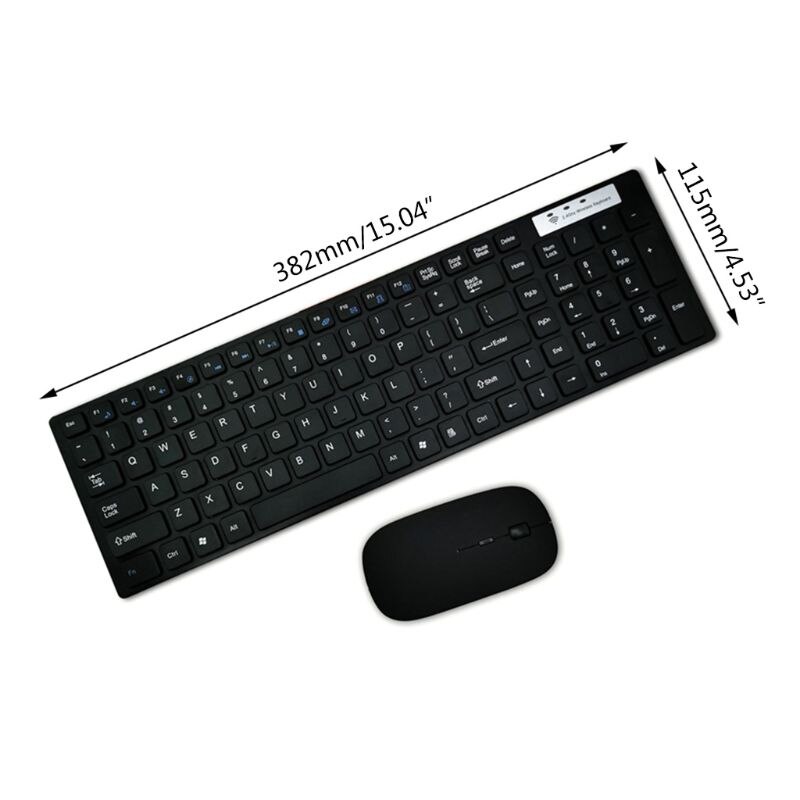 Universelt lydløst ultratyndt 2.4g trådløst tastatur og musesæt til bærbar pc-computer