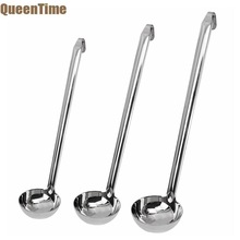 QueenTime-cucharón para sopa de acero inoxidable con mango largo, cuchara agitadora, utensilios de cocina para cocinar, cucharas duraderas para salsa y comida