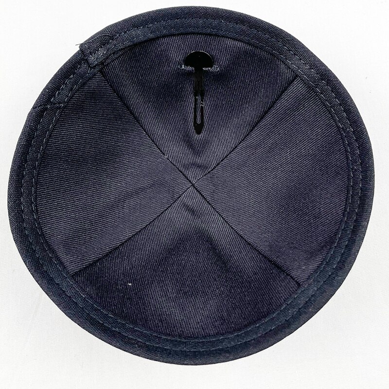 Kippa en coton judaique avec broderie de feu pour hommes, chapeau Yamaka noir et blanc, 18cm