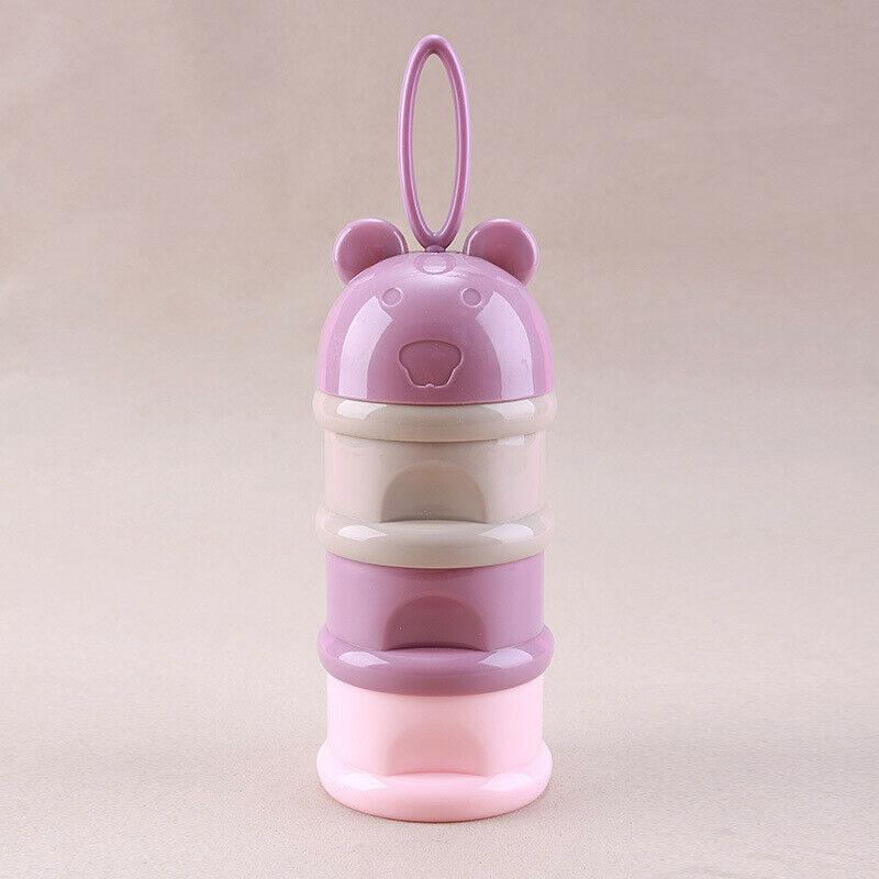 3 Layers Baby Food Storage Organizer Baby Milk Powder Dispenser Container Storage Formula Feeding Box: Purple