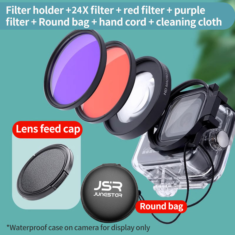 Geschikt voor gopro13/12/11/10/9/8 duikfilters 16X miniatuur biologische vergrootglas waterdichte behuizing beugel: Zilver