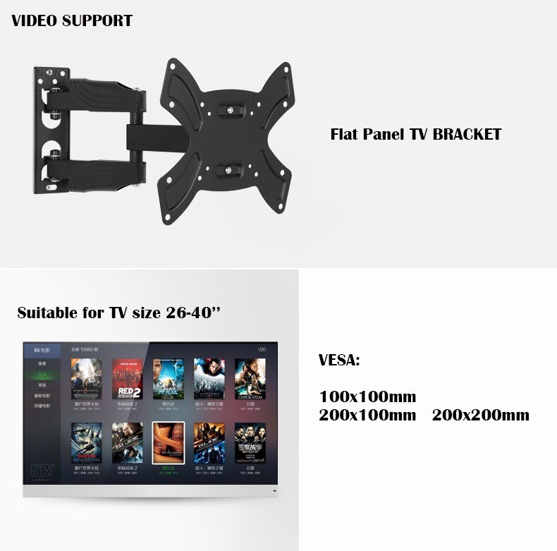 Articulating Full Motion TV Wall Mount TV Wall Stand TV Wall Bracket TV Arm Fit for 14"~42" Max Support 25KG