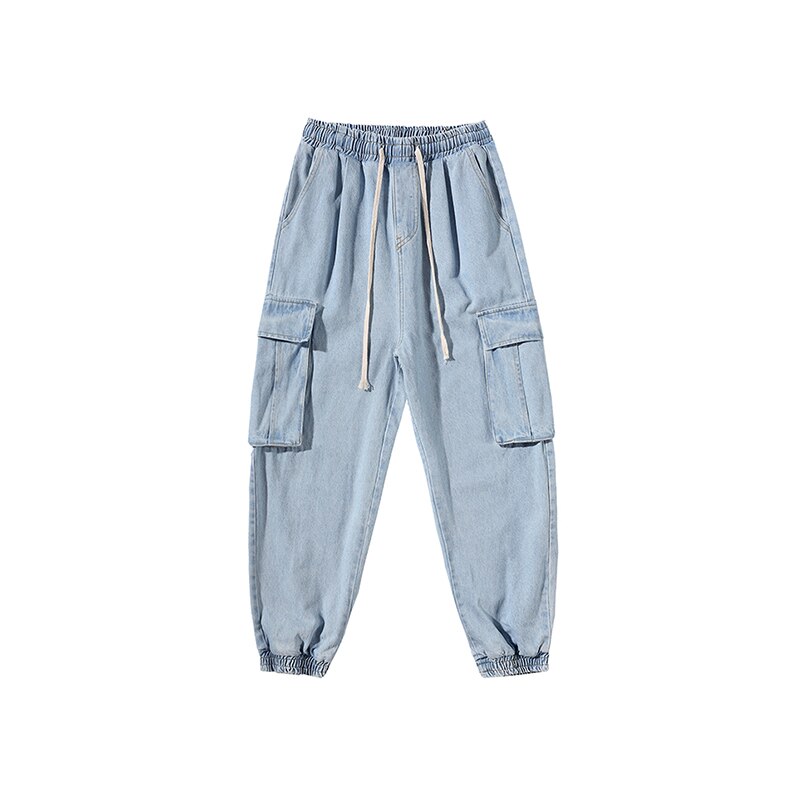Pantaloni harem de marime mare hip hop coreean blugi de primăvară pantaloni de jogging casual pentru bărbați îmbrăcăminte de stradă kpop pantaloni de jogging largi: Albastru / Xl