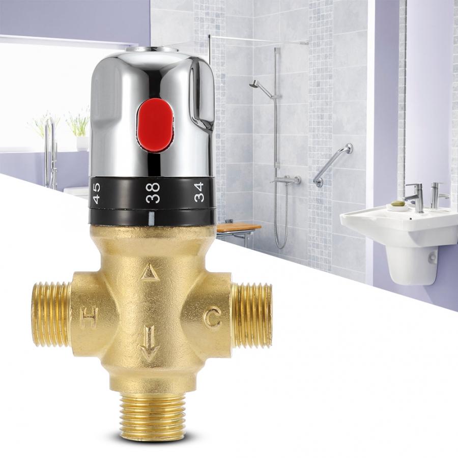 Válvula de mezcla termostática de latón, grifo de baño Chapado en plata, mezclador de temperatura, Control, válvula termostática, mejora del hogar