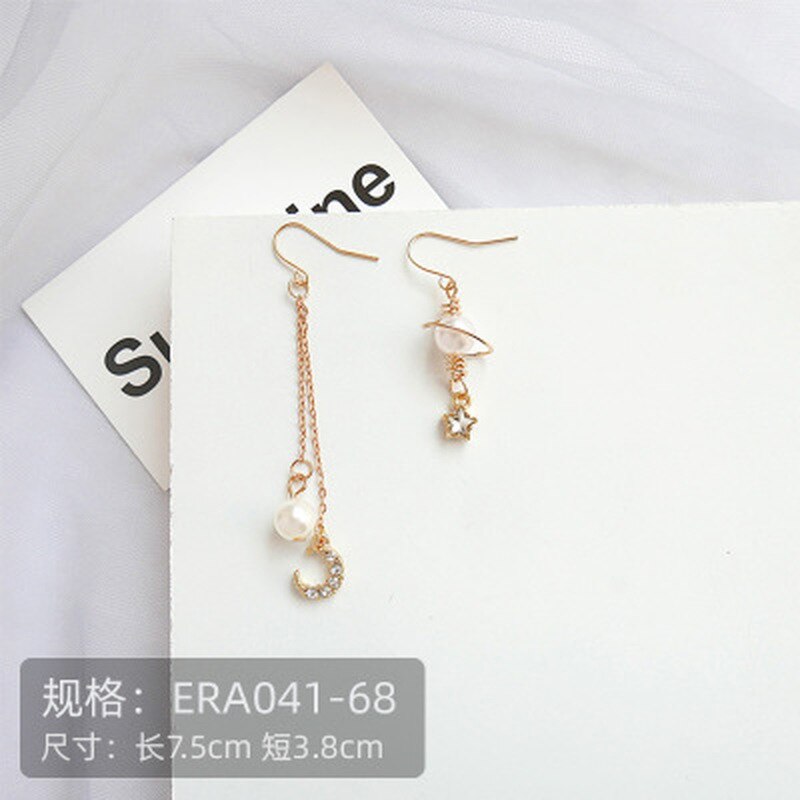 Koreaanse Eenvoudige Temperament Starry Serie Steentjes Tars Moon Dangle Oorbellen Voor Vrouwen Meisje Mode Sieraden Accessoires