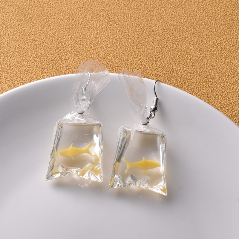 Kreative transparent Koi Fisch goldfisch Wasser Tasche Ohrringe für Frauen Mädchen Niedliche Kleine Goldfisch Baumeln Earing Schmuck Zubehör: H27808