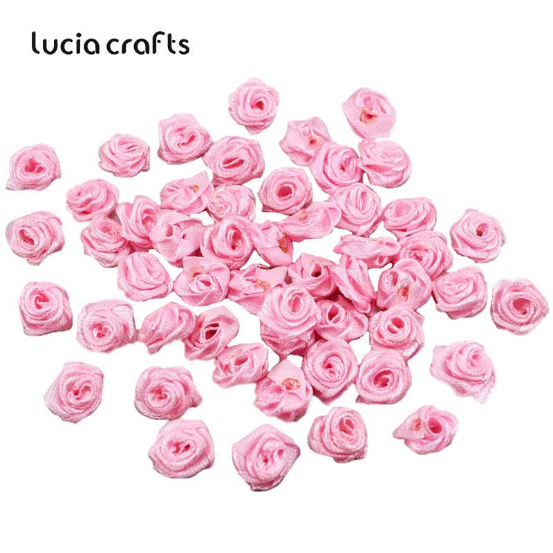 Lucia rzemieślnictwo 50-144 sztuk/worek 10mm satynowa kwiat głowy dziewczyny robić kokardki robić włosów nakrycia głowy robić ubrania DIY rękodzieło B0103: kolor 2