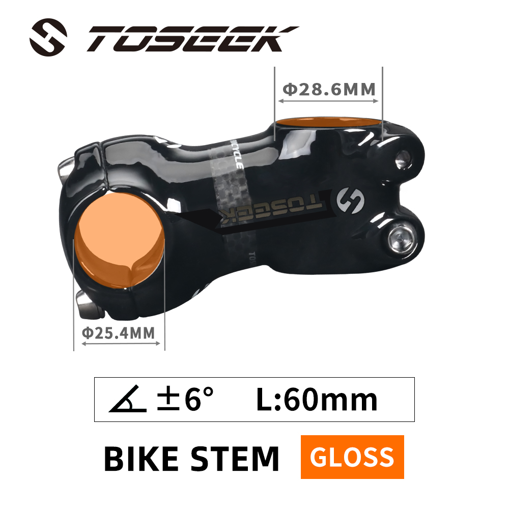 Attacco manubrio in alluminio al carbonio con attacco manubrio in alluminio diametro 25.4mm lunghezza 50mm 60mm 70mm 80mm per parti di bici per bambini MTB strada: gloss-Angle 7-60mm