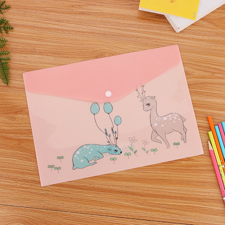 Cute Cartoon Cat Plastic Folders A4 Office File Organizer Document Hold Bags Folders Filing Paper Bag Office School Supplies