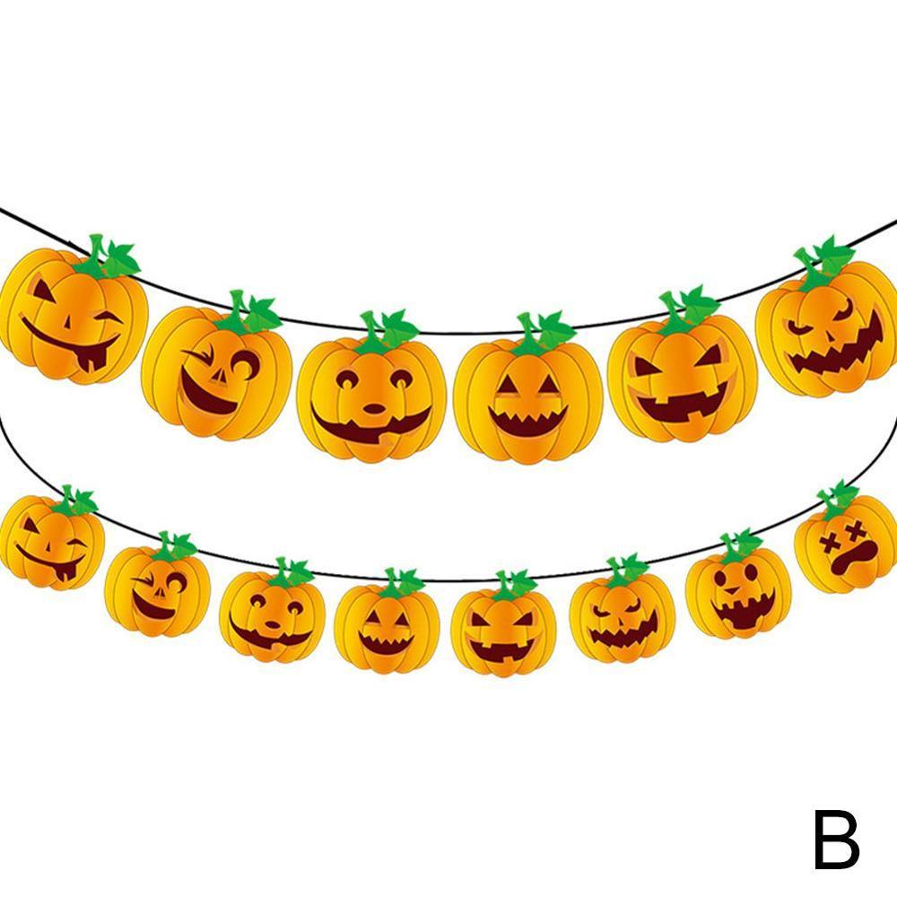 3m halloween trekant pull flag flagermus kranium græskar papir banner halloween fest dekorationer græskar bunting flag party levering: B