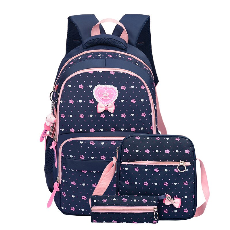 3 stks/set Crown Printing School Tassen voor Tienermeisjes Patroon Verse prinses schooltas Vrouwelijke Rugzakken mochila escolar Sac