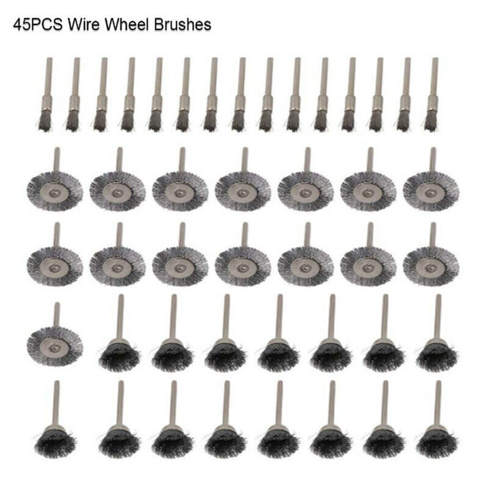 45Pcs Stainless Steel Wire Cup Mix Brush Set For Dremel Rotary Tool Accessories