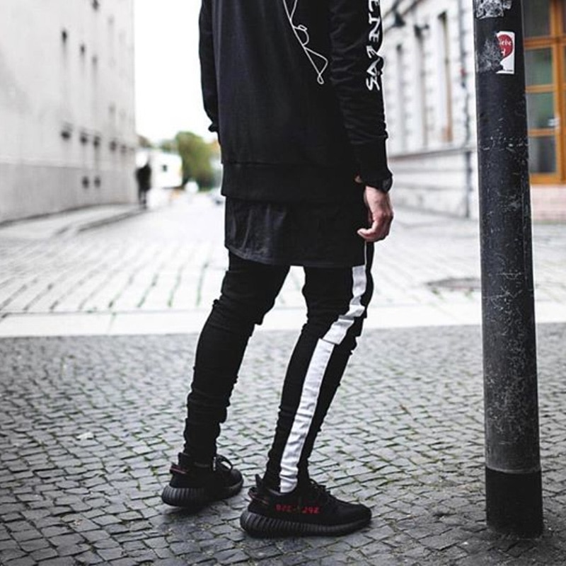 Heyguy pantalons hommes jean slim hommes streetwear déchiré jean pour homme ajusté bas fermeture éclair hip hop jean homme denim