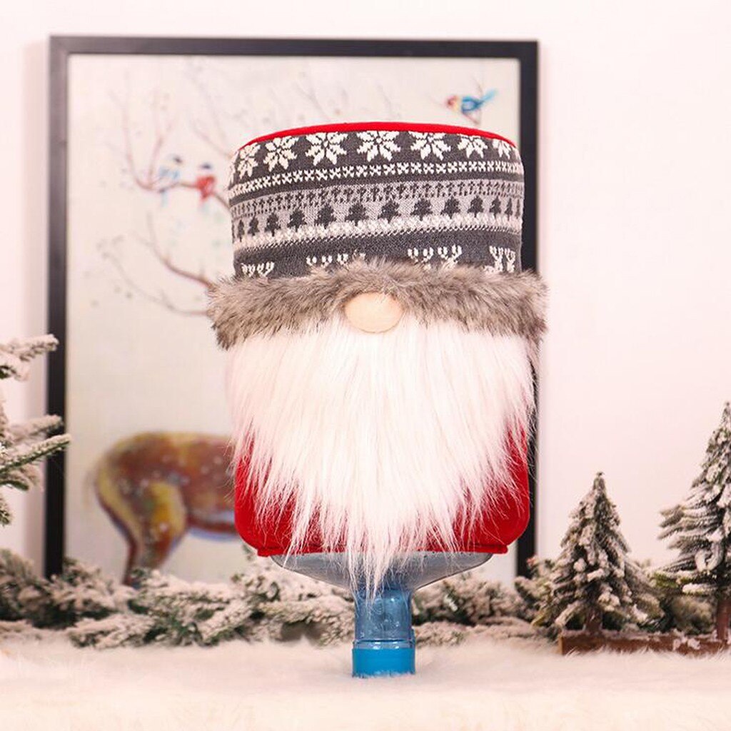 Christmas Dust Cover Water Bucket Dispenser Container Bottle Purifier Xmas Home Decoration faceless elderly knitted bucket
