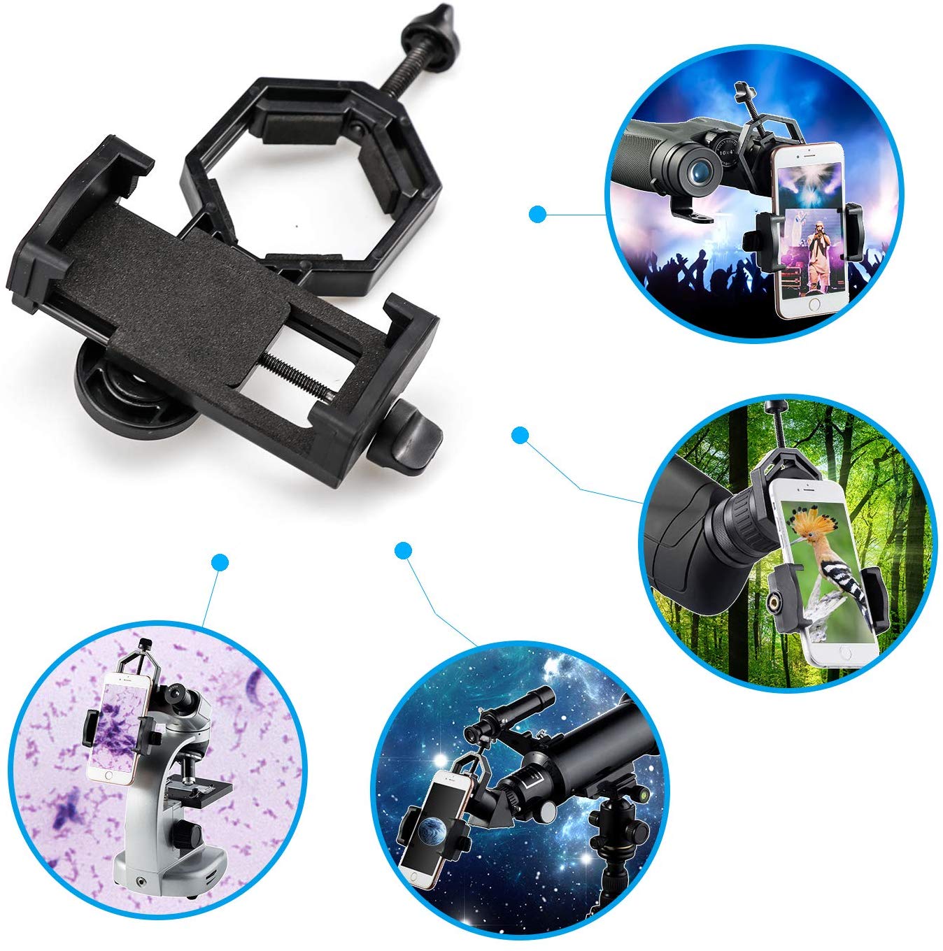 Portable Microscope Telescope Phone Adapter Mount Camera photography Stand Adapter For iPhone Samsung Phone holder
