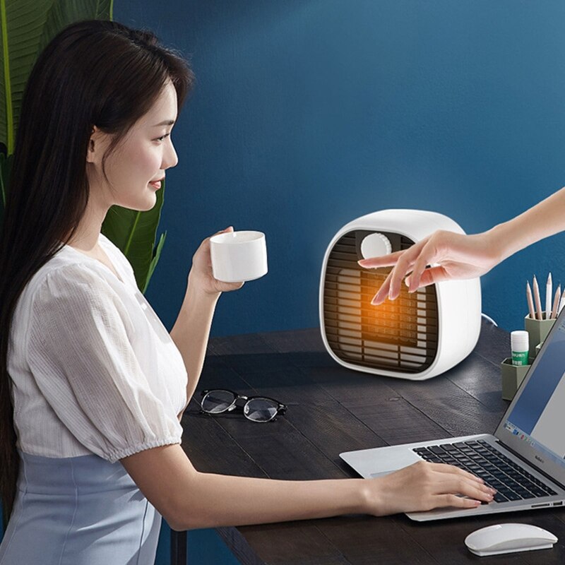 Portable Cute Electric Fan Heater Adjustable Thermostat Overheat Protection