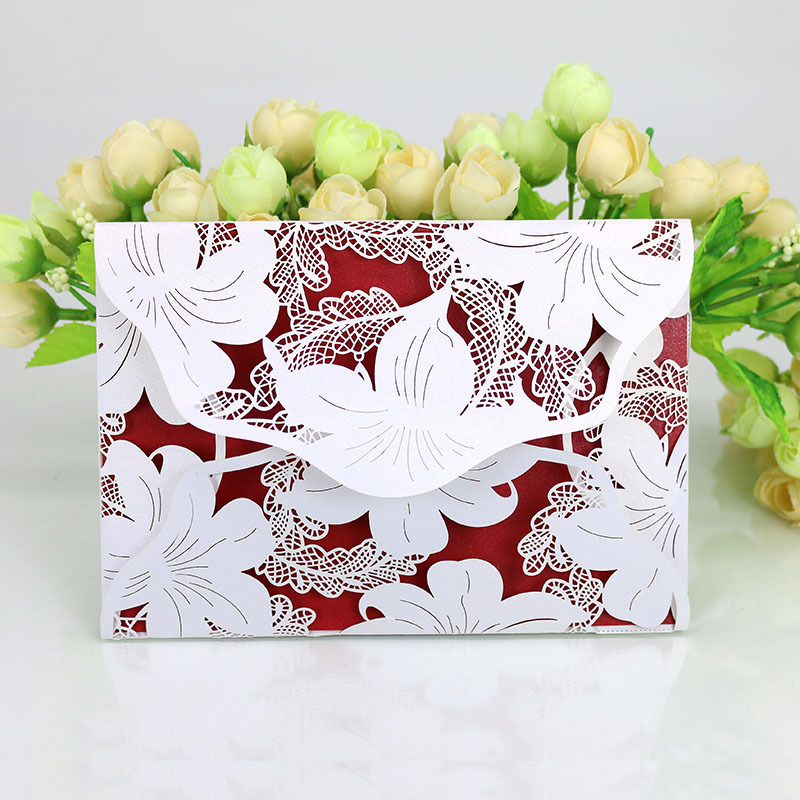Tarjeta de invitación de boda creativa Europea calada, 24 piezas, lirio, invitación de boda de alta gama, tarjeta de banquete de invitados