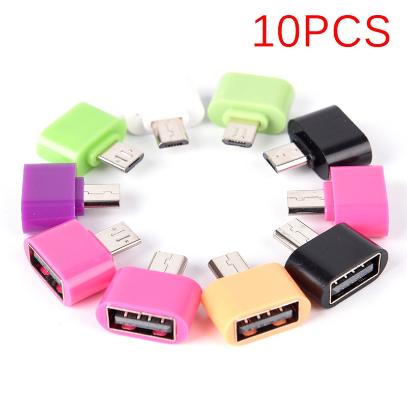 10pcs/lot Standard Micro USB To USB OTG Mini Adapter Converter Connector For Android Cell Phones Black