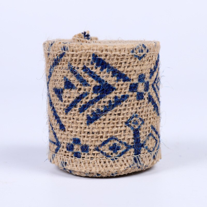 2 yards / rulle 60 mmdiy bomull och linne band handgjord jul bröllop klass hantverk spetsrulle utskrift band säckväv rulle: 4