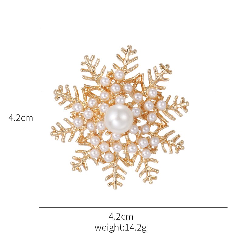 Baiduqiandu gesimuleerde parel sneeuwvlok broche pins voor vrouwen in goud of zilver kleur xd8856