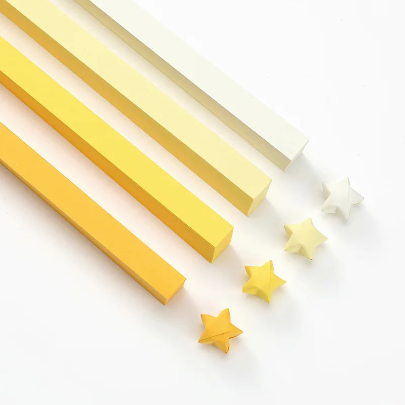 Tiras de papel de estrellas de Origami, papel plegable de doble cara, Estrella colorida de la suerte, 27 colores, manualidades artísticas, decoración del hogar, 540 hojas: yellow 540 sheets