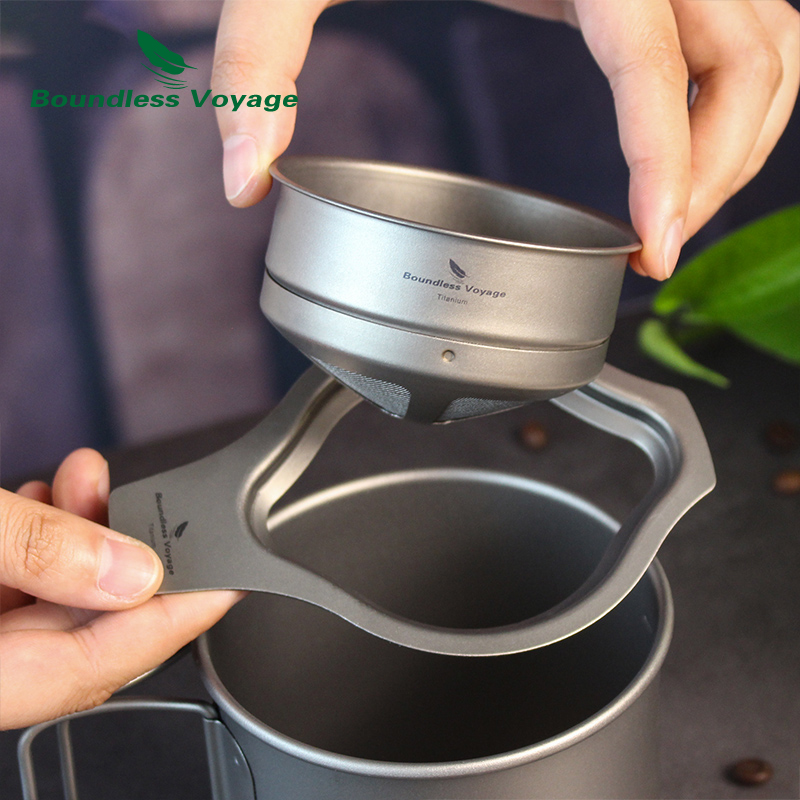 Boundless Voyage Titanium Coffee Mesh Filter Giet over papierloze koffiefilter Lichtgewicht draagbaar Outdoor Camping Herbruikbare Cof