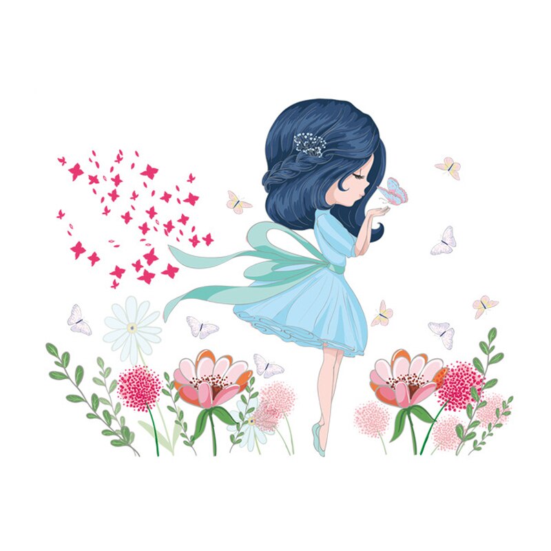 Wall Stickers For Girls DIY Flower Plants Mural Decals for Baby Room Kids Bedroom Girls Stickers Home Decor Child Girl Wallpaper: 1