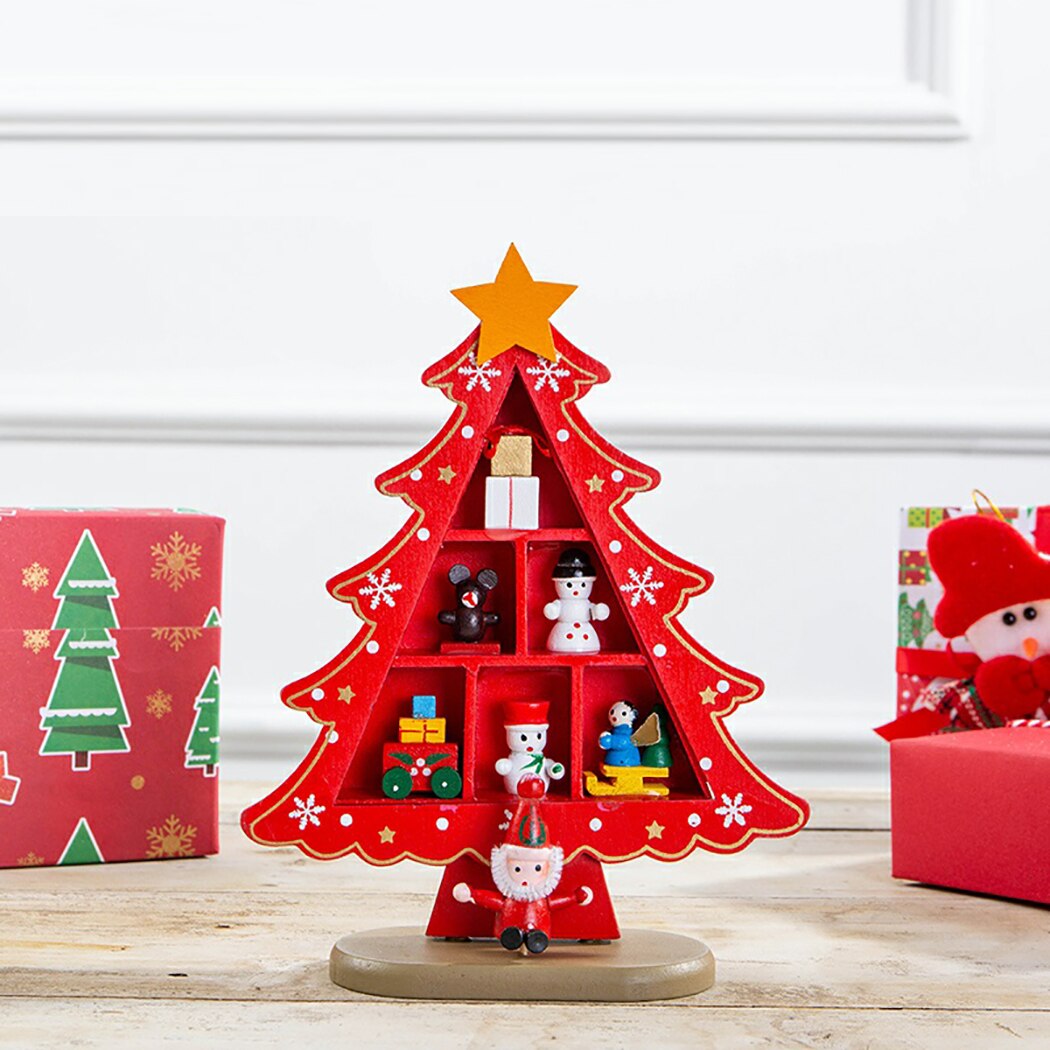 Ornement de Table de noël 18cm, faux arbre de noël, bureau en bois, disposition de la scène de l'arbre de noël en 3D