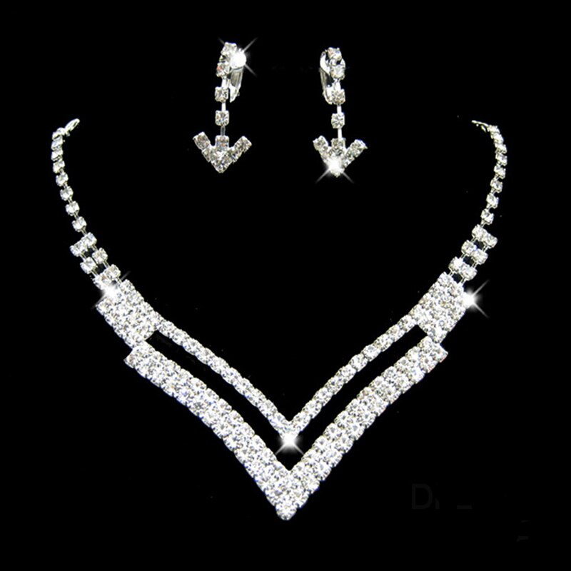 Ainameisi Luxe Crystal Bridal Sieraden Sets Rhinestone Verzilverd Wedding Acessories Charm Ketting Oorbellen Sets Voor Vrouwen: 6