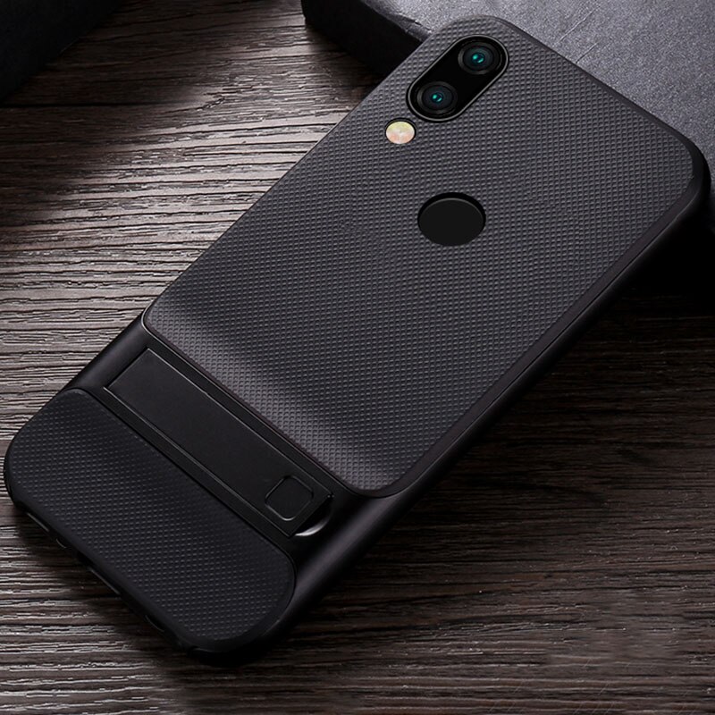 praktisch fallen für Xiaomi Redmi Hinweis 7/Hinweis7 Profi fallen Abdeckung 3D Stehen Halfter Silikon 360 Schutzhülle Redmi Hinweis7Profi 7Profi Rügestochen: Redmi Hinweis 7 / Royce Schwarz