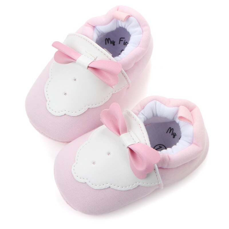 Baby Jongens Meisjes Babyschoenen Pasgeboren Herfst Winter Vlinder-knoop Katoen Kids Soft Prewalker Schoenen M1 M1: Roze / 1