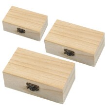 S/M/L Wooden Storage-Box Plain Wood With Lid Multifunction Square Hinged Craft Boxes For Home Supply Storage Decora