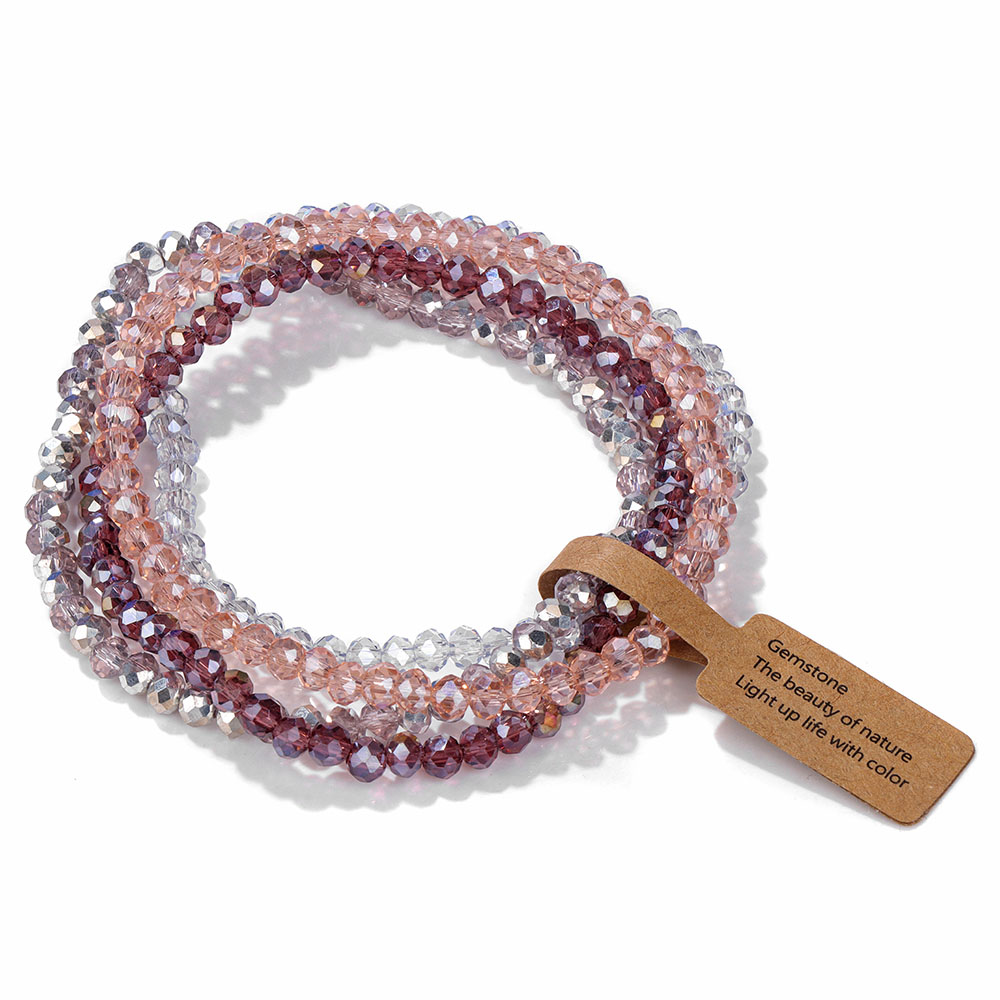 4 Uds. Pulseras de cristal brillantes para mujeres y hombres, pulsera de cuentas de cristal de serie colorida con etiqueta de deseos para el mejor amigo, de joyería