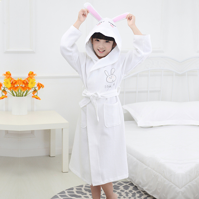 Crianças roupões de banho menina verão algodão roupão waffle com capuz crianças meninos vestido de vestir roupao após spa banho natação b140