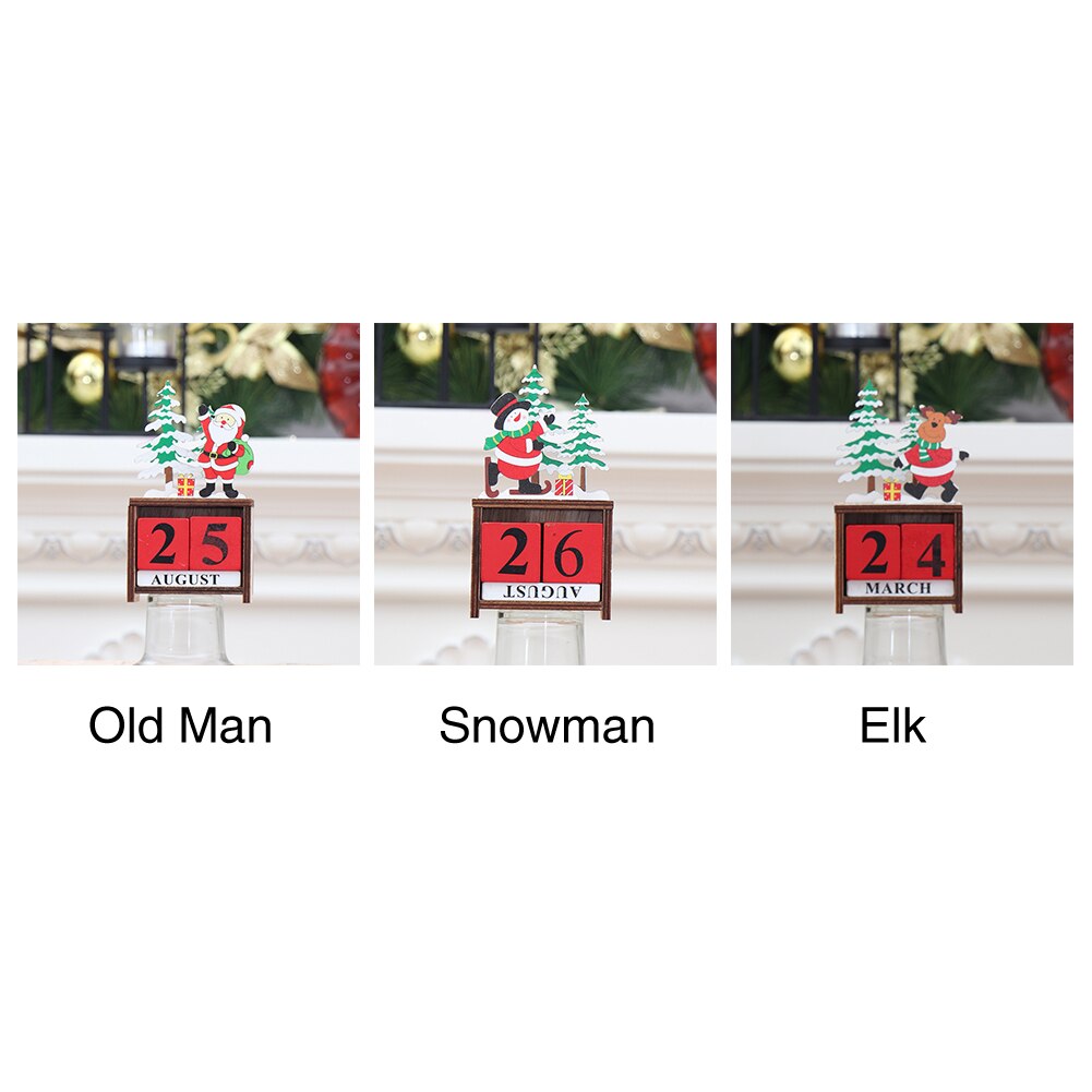 Utilería para fotografía, calendario para el hogar, Decoración de mesa bonita artesanal, portátil, árbol de Navidad, Festival, cuenta atrás, bloque de de madera