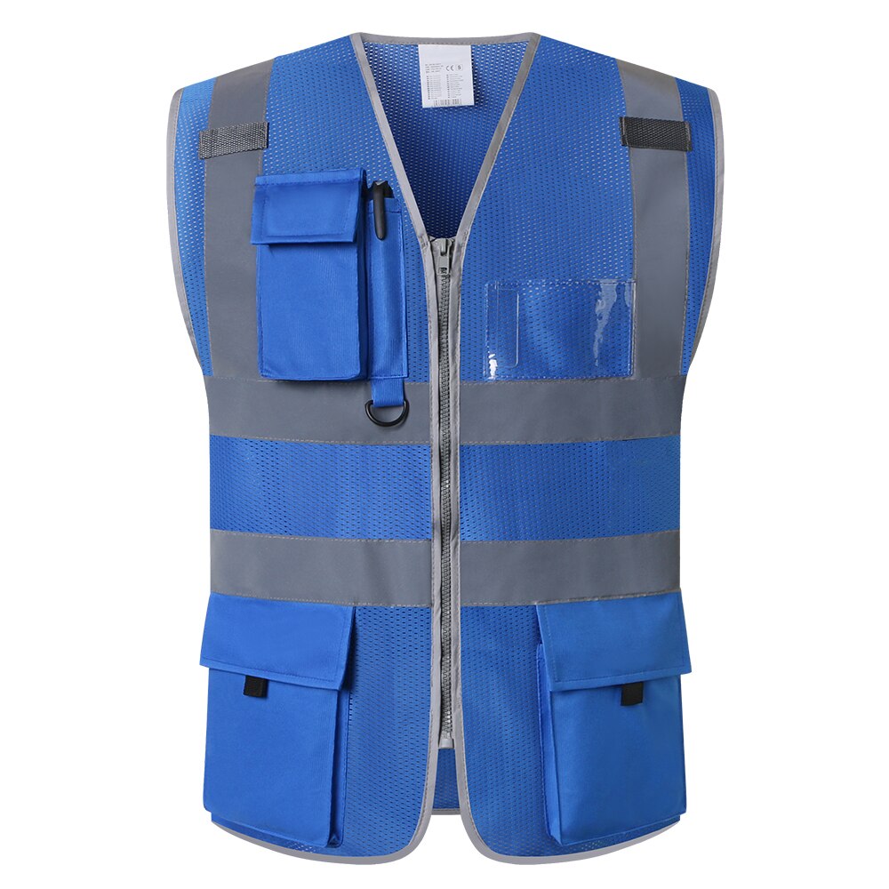Blue Mesh Safety Vest High Visibility Safety Vest Security Vest With Highlight Reflective Stripes hi vis Workwear Waistcoat