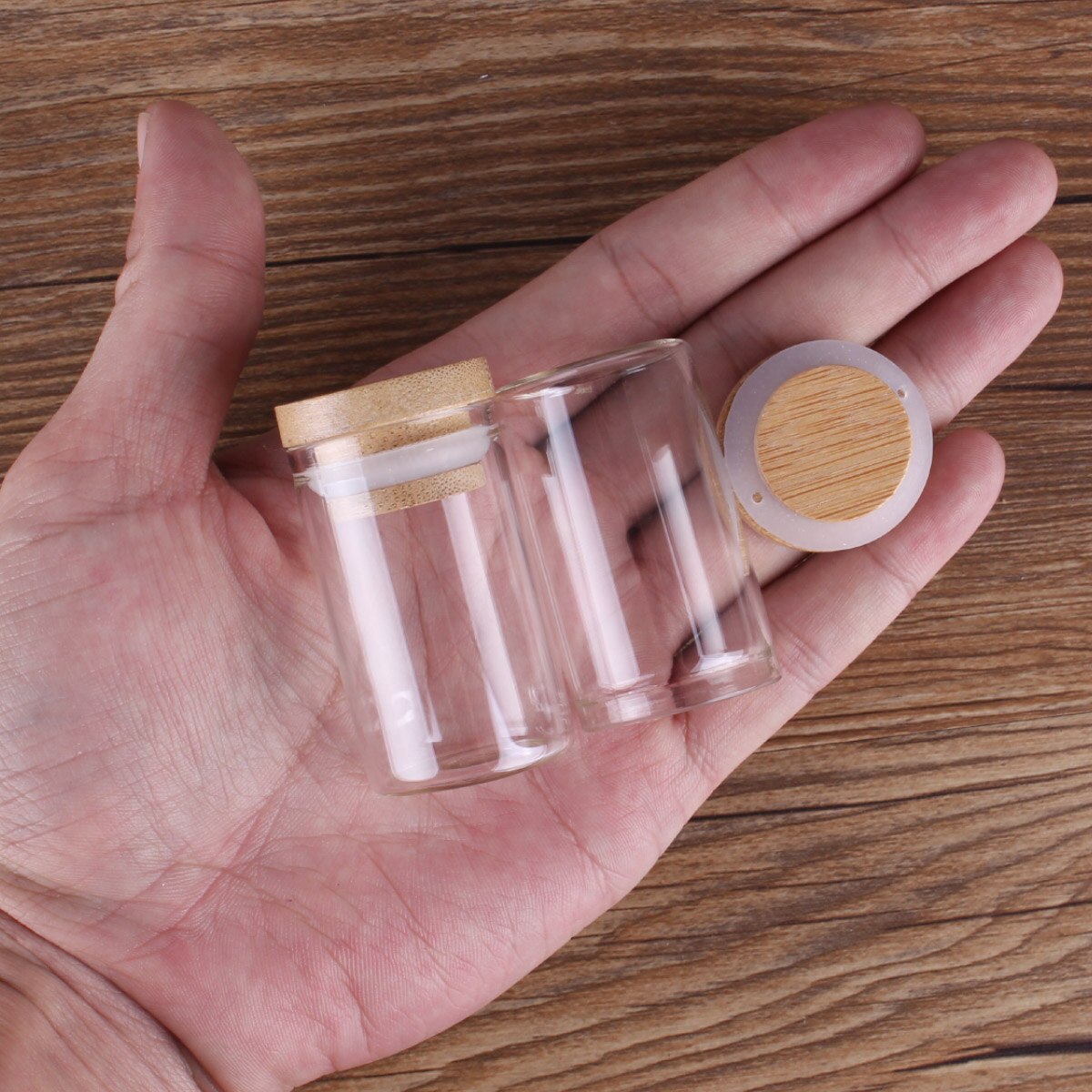 24 stycken 20ml 30*50mm provrör med bambulock glasburkar glasflaskor som önskar skruvflaskor för bröllopshantverk