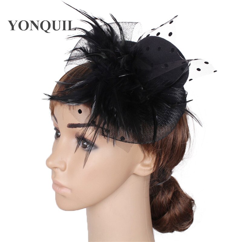 10 farver fest show pige mini top fascinator hatte fjer dekoration hovedbeklædning brude hår tilbehør børne fest hat syf 38