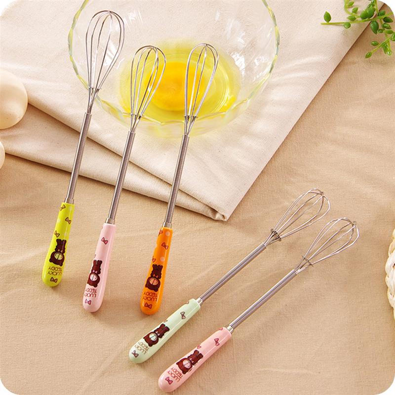 1PCS Mini Stainless Steel Egg Whisk Cute Cartoon Balloon Whisk Small Egg Mixing Mixer Milk Egg Beater Kitchen Cooking Tool